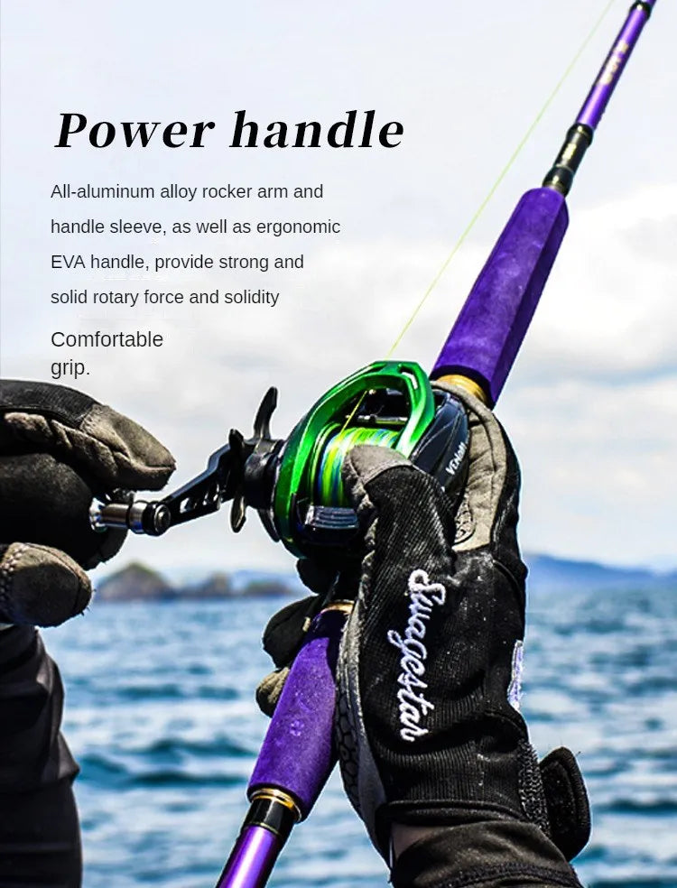 HAIBO VENOM Anti-saltwater Fishing Reel Deep Sea Iron Plate Baitcasting Reel 8+1BB Water Drop Wheel Max Drag 12KG