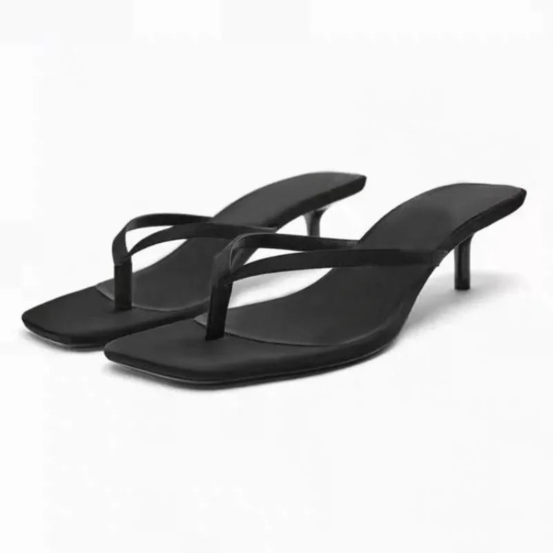 Square Clip Toe High Heel Women Slippers Fashion Party Dress Slide 2026 Summer Outdoor Daily Walking Ladies Flip Flop Shoes