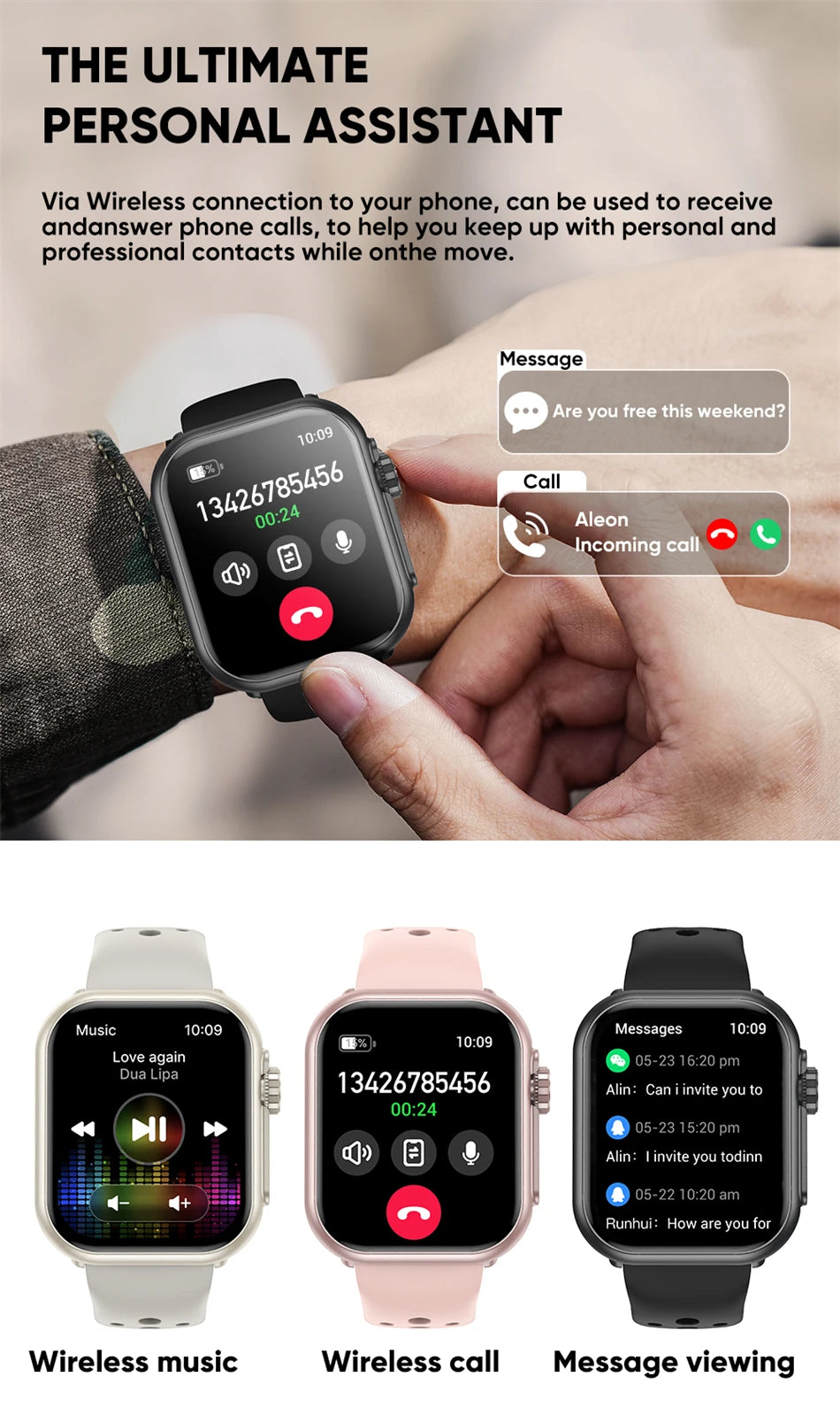 2026 New 1000 mAh Smart Watch Men Women 1.85“HD AMOLED GPS track Full Touch Screen IP68 Waterproof Bluetooth Call SmartWatch Man
