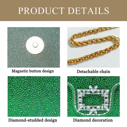 New Ladies Luxury Crystals Evening Bags Sparkling Diamond Dinner Party Dress Bags Metal Chain Wedding Clutch Purses and Handbags