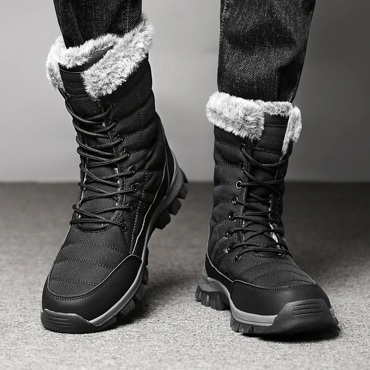 Winter Men's Snow Boots Warm Plush Anti Slip Outdoor Hiking Boots Women's Mid Length Boots Couple Sports Shoes Boots Size 36-48