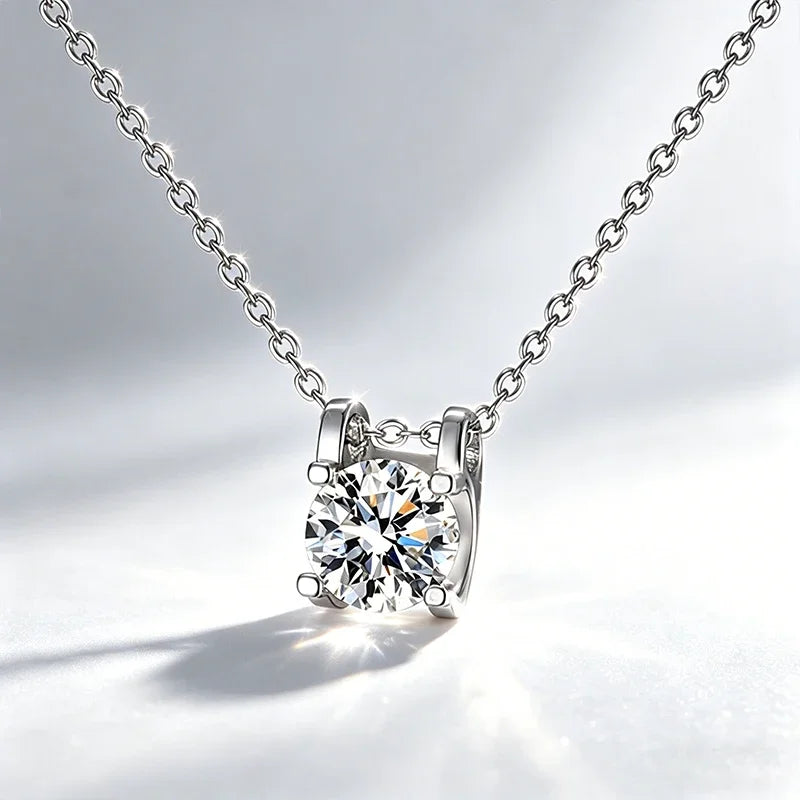 0.5ct-1.0ct VVS1 D Color Moissanite Necklace 925 Soild Sterling Sliver Chain with Certificate Fine Jewelry for Woman Jewelry