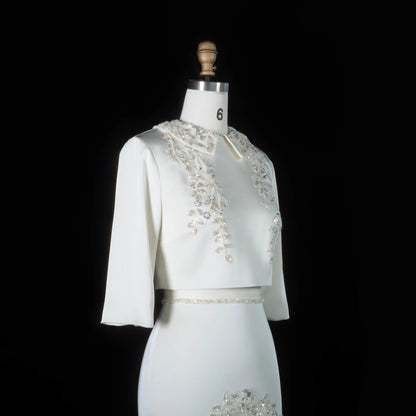 Sharon Said Evening Dress Luxury Mermaid Two Pieces with Sleeves Sequined Embroidery Arabic Wedding Party Gowns SS214 Customized