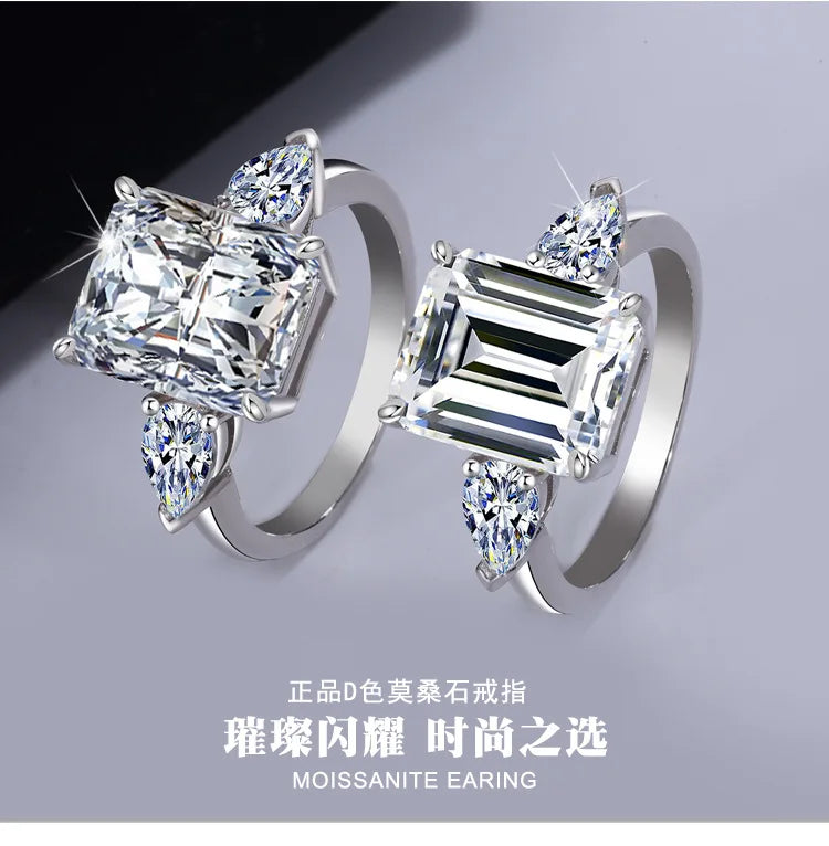 Wholesale Fancy Shape Diamond Ring - Women's PT950 Platinum, 5 Carat Radiant Cut Moissanite, Luxury Sparkly