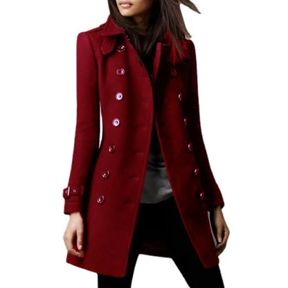 Fall Winter New Elegant Women's Jacket Coat Fashion Woolen Black Long Sleeve Double Breasted Loose Streetwear Women Coats Jacket