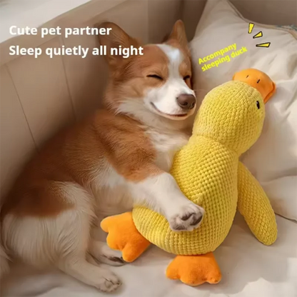 Duck dog toy plush chew resistant durable dog toy with quacking sound teeth grinding relief soft companion for small large dog