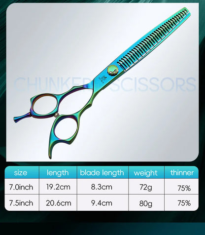 Fenice JP440C 7/7.5 Inch Professional Pet Dogs Grooming Scissors Kits Straight Curved Thinnier Chunker Shears Set For Dogs