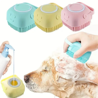 Universal Cat And Dog Shower Bath Brush with Tick Removal Tool, Featuring Massage Soft Bristles, Random Color, Ergonomic Handle And Removable Lid, Suitable for Washing And Bathing Scenarios, Designed for Medium to Small Pets