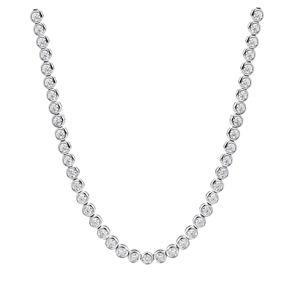 2/3mm Bezel Set Moissanite Tennis Necklace For Women Lab Diamond GRA Certified S925 Silver 18K Gold Plated Bubble Chain Jewelry
