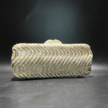 Luxury luxury crystal clutch bag elegant S-shaped striped wallet bridal wedding party ladies evening bag