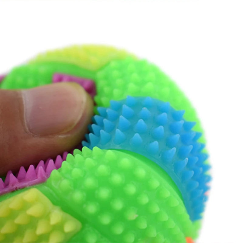Dog Chew Toys for Small to Large Breed Dogs Squeak Glowing Balls Non-Toxic Rubber for Puppy Clean Teeth Relieve Boredom
