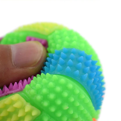 Dog Chew Toys for Small to Large Breed Dogs Squeak Glowing Balls Non-Toxic Rubber for Puppy Clean Teeth Relieve Boredom