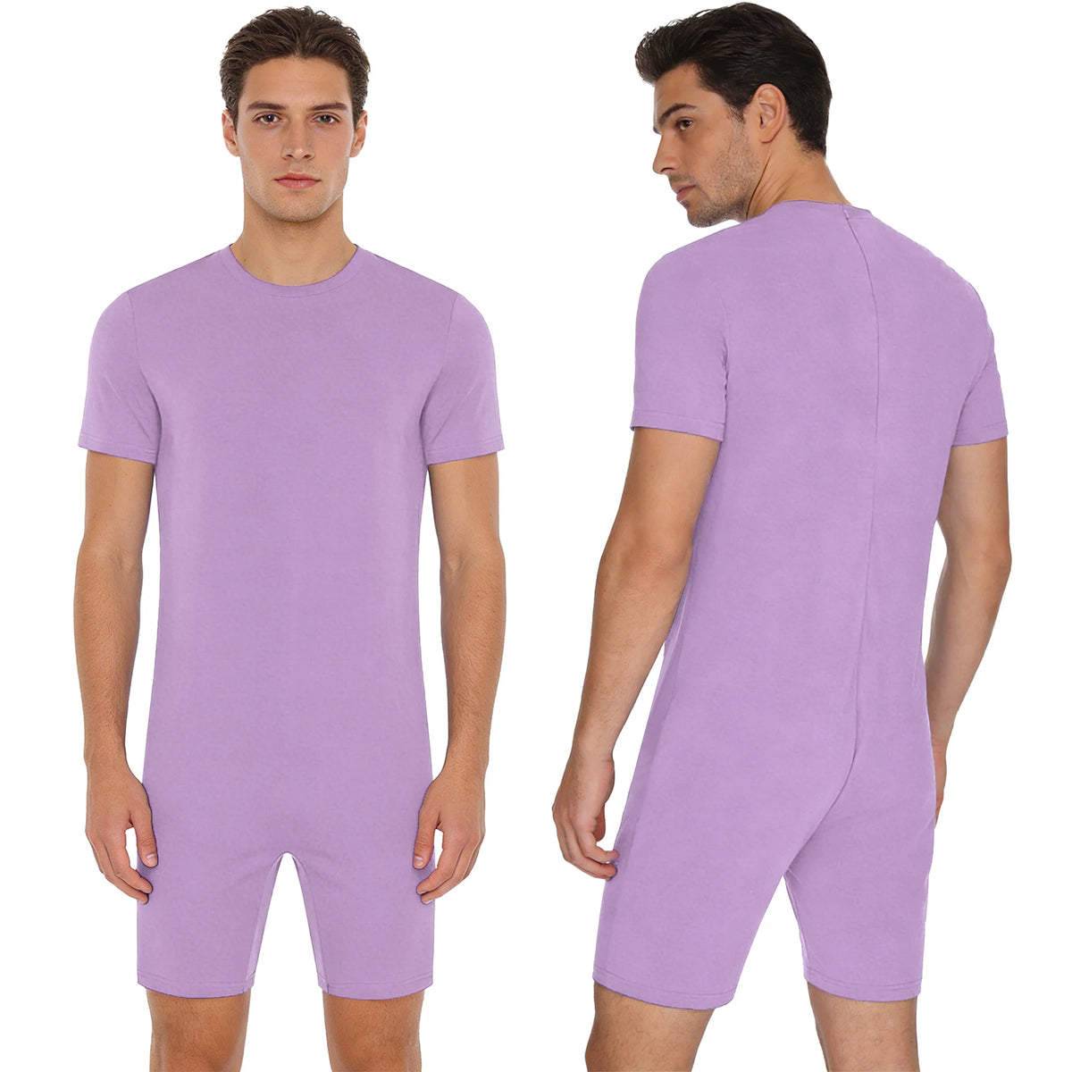 Adults Unisex Anti-Strip Adaptive Jumpsuit Short Sleeve Back Zipper Rompers Nightwear for Elderly Special Needs Patients