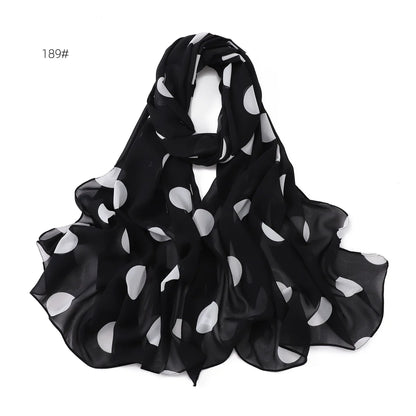 66 Colors Pearl Chiffon Printed Hijab Scarf New Fresh Small Floral Polka Dot Sunscreen Silk Scarf Shawl Turbans for Women Hijabs