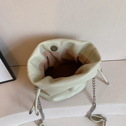 100% Genuine Leather Women Shoulder Crossbody Bags High Quality Solid Color Cow Leather Bucket Handbag Luxury Female Sac