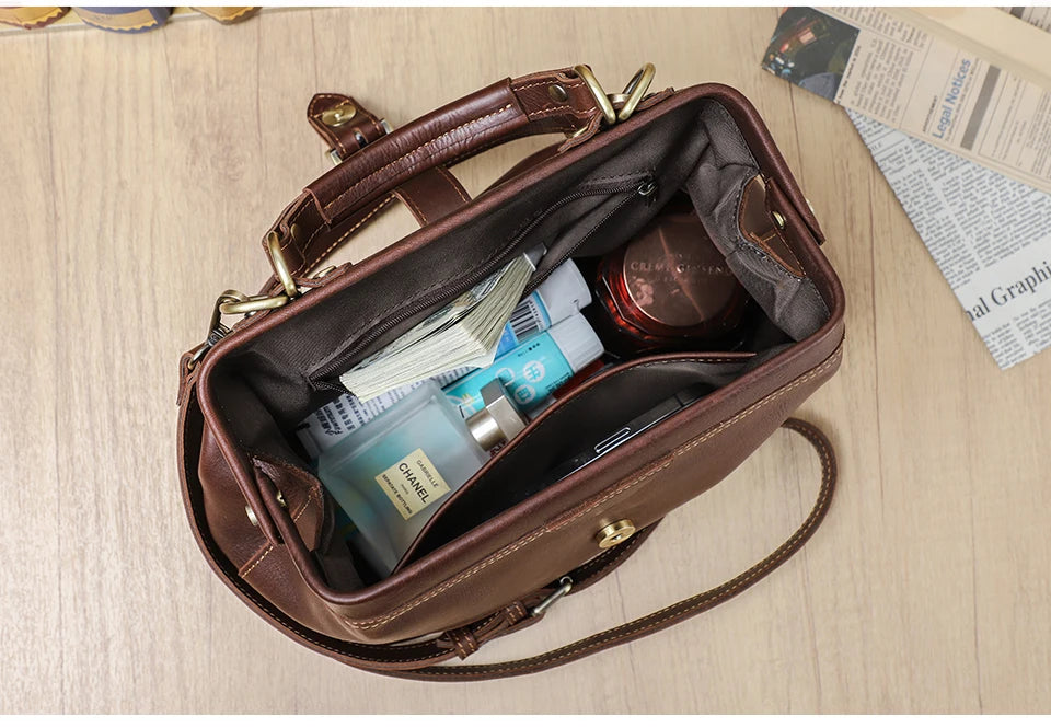 CONTACT'S Genuine Leather Sling Shoulder Bags for Women Luxury Designer Tote Bag Women‘s Bag Handbag Fashion Ladies’ Doctor Bag