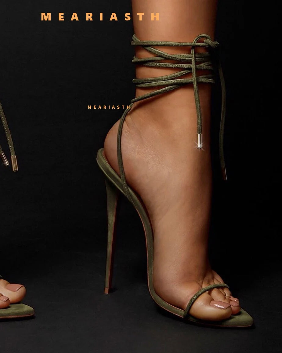 big size 35-44 New 12cm pointed open toe strap slim strap sexy super high heels sandals slim heel versatile sandals for women