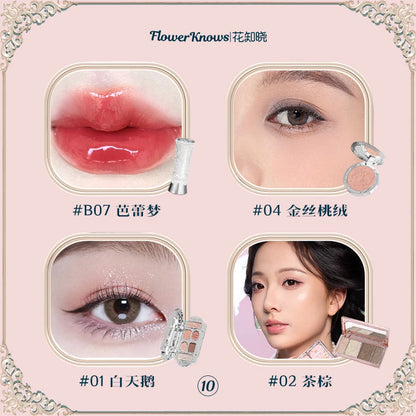 Flower Knowledge Swan Ballet Eyeshadow Lip Glaze Angel Lipstick Midsummer Night Blush Grooming Plate Set