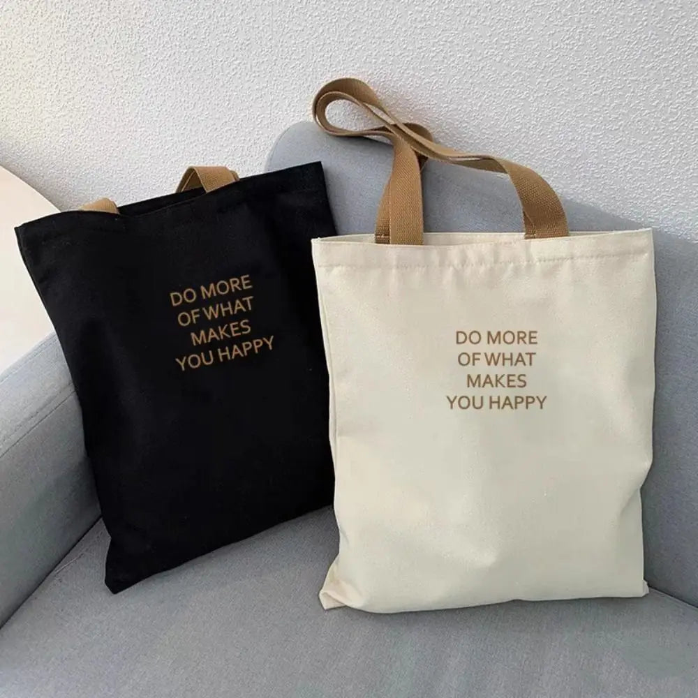 Trendy Canvas Tote Bag High Capacity Eco Reusable Bag Shopper Bags Girl Power Shoulder Strap Underarm Bags for Ladies