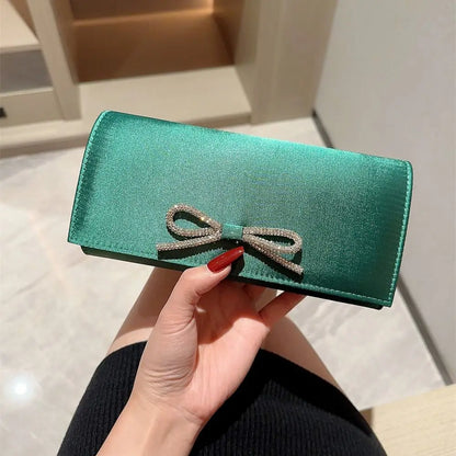 Luxury Sequins Silk Evening Bags Silver Clutch Bag Chain Bags Women Ladies