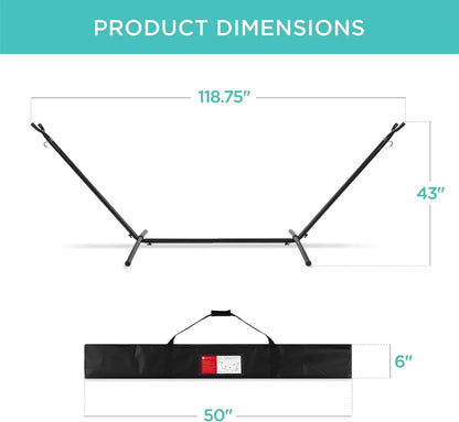 Double Hammock with Steel Stand, 2-Person, 450lbs, Cotton, Indoor Outdoor, Portable