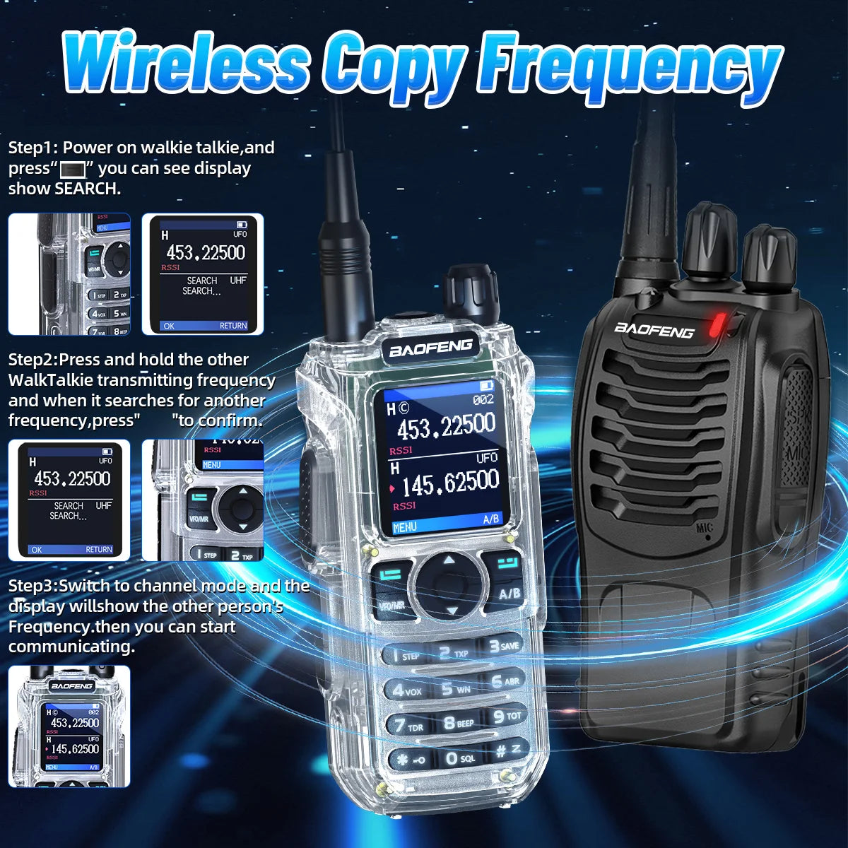 BAOFENG UV-21 PRO Auto Frequency Copy Walkie Talkie Ultra Long Range High Power Multi-Band Type-C Charger Portable Ham Radio