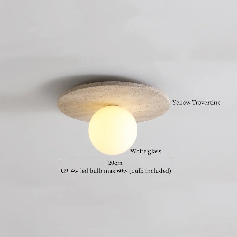 IWHD Japan Wabi Sabi LED Ceiling Lights Bedroom Bathroom Corridor Home Lighting Yellow travertine Ceiling Lamp Lampy Sufitowe