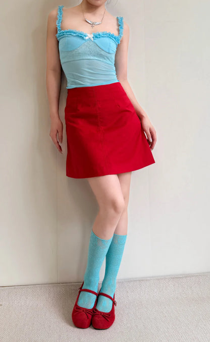 Summer Y2K Dopamine Colorful Lace Fishnet Socks Lacy Sexy Sweet Hot Girl Calf Socks Skirts Shorts Daily Over The Knee Stockings