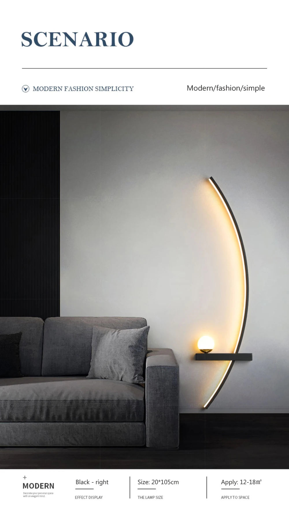LED Wall Lamp 55/105CM Smart Remote Control Left Right Lighting Wall Sconces Bedroom Bedside Living Room Home Led Lights Lustre