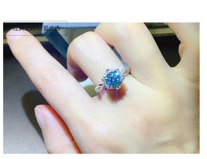 100% Original Certified 18K platinum PT950 Royal Manor 2 Carat Green Moissanite Ring Diamond Ring Comes with Certificate