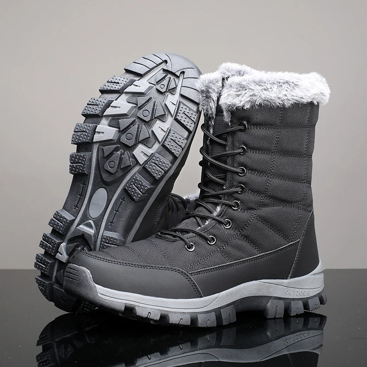 Winter Men's Snow Boots Warm Plush Anti Slip Outdoor Hiking Boots Women's Mid Length Boots Couple Sports Shoes Boots Size 36-48