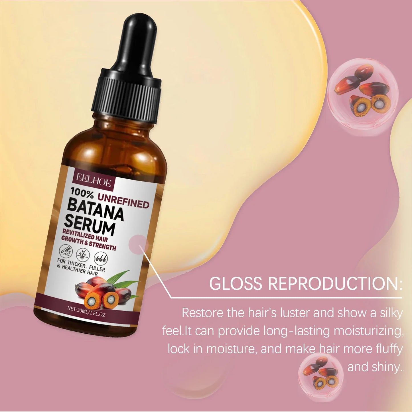 EELHOE Natural Batana Oil Deep Moisturizing Smooth Thick Hair Growth Shampoo and Conditioner for Damaged Hair Keratin Treatment