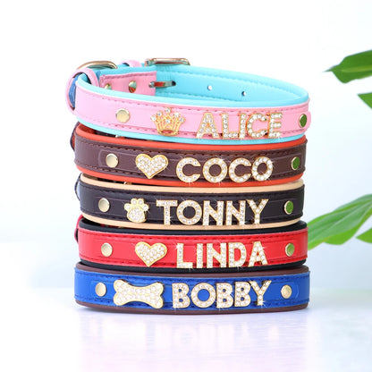 Personalized Small Dogs Chihuahua Collar Bling Rhinestone Dog Collars Free Custom Pet Dogs Cats Name Charms Pet Accessories