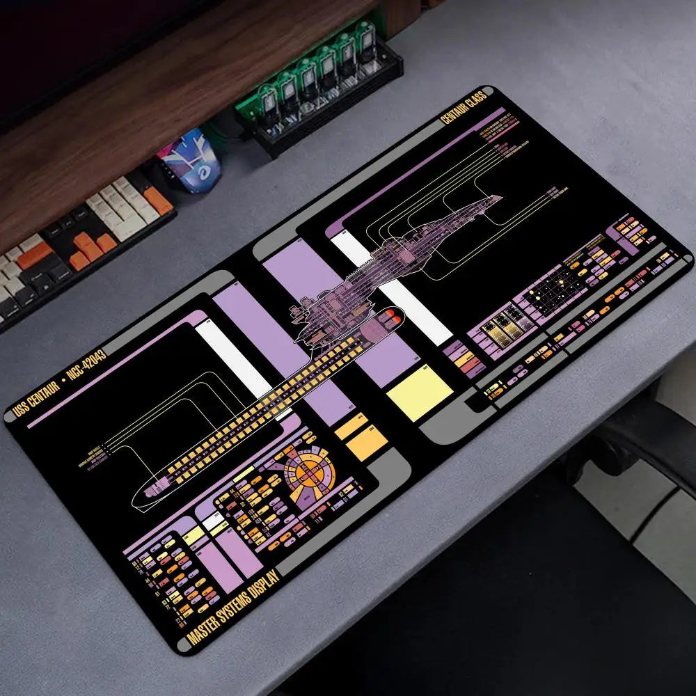 Starship Blueprint Pad Desk Pad Mouse Pad Gamer Computer Cabinet Star Trek Game Office Accessories Keyboard Anime Extended Large