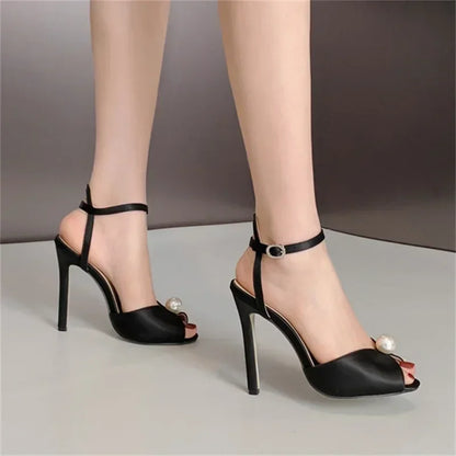 Sexy Open Toe Sandals Woman Ankle Buckle Strap Stiletto Heels Party Prom Shoes Summer Pumps Luxury Sandals High Heels Slides