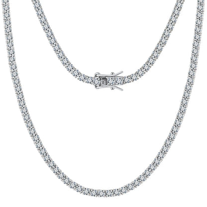 Moissanite Tennis Necklaces for Women Gifts 3-5mm 925 Silver Tennis Necklace Men D Color Round Cut Diamond