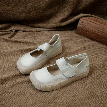Genuine Leather Ballet Flats Shoes Women Vintage Luxury High Quality Loafers Women's Moccasins Casual Elegant Ladies Wide Shoes