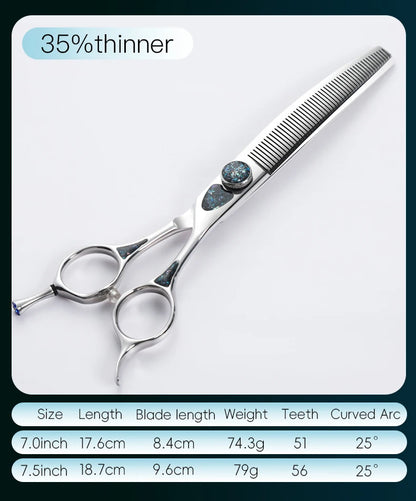 Fenice King Series 7/7.5Inch VG10 Shell Bearing Screws Dog Trimming Grooming Straight Curved Thinner Chunker Pet Scissors Tools