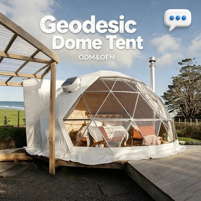 Geodesic Dome Tent, Panoramic View Round Windproof Glamping Shelter for Resort Hotel, Outdoor Campsite Holiday Accommodation