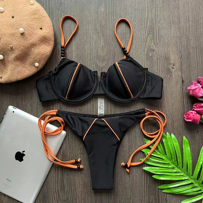 RUOTONGSEPT New Sexy Push up Bikini Set Swimsuit Women's low-waist Swimwear For Female Two Piece Beachwear 2023 Bathing Suit