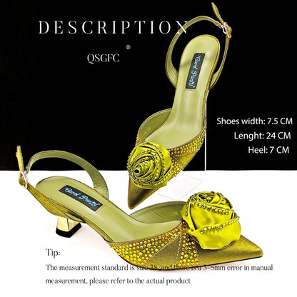 New Party Shoes And Bag Set Nigeria Handmade Flowers Decoration Lady Fashion Shoes and Bag Set for Wedding
