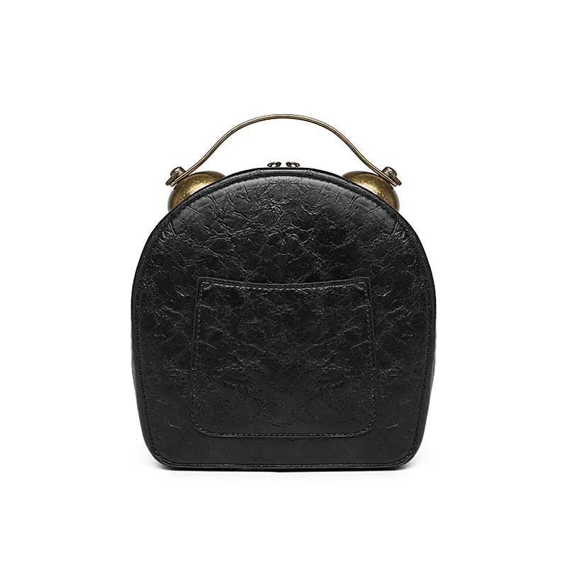 New Trendy PU Leather Retro Clock Handbags for Women 2025 Fashion Luxury Ladies Shoulder Crossbody Bag Square Evening Clutch Bag