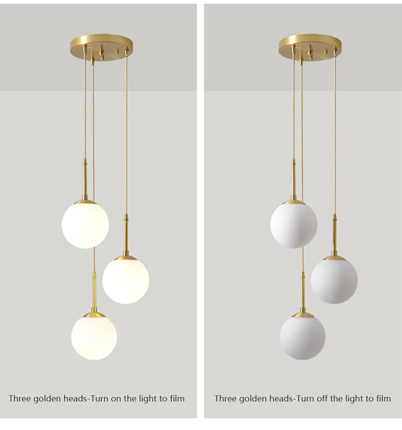 Glass Ball Led Pendant Lamp Modern Fixtures Chandelier Lights for Dining Room Indoor Hotel Lobby Home Decor Stairs Hanging Lamp