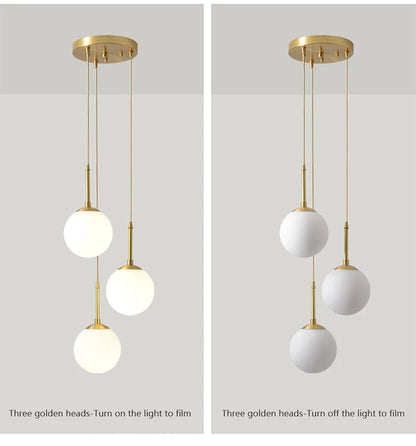 Glass Ball Led Pendant Lamp Modern Fixtures Chandelier Lights for Dining Room Indoor Hotel Lobby Home Decor Stairs Hanging Lamp