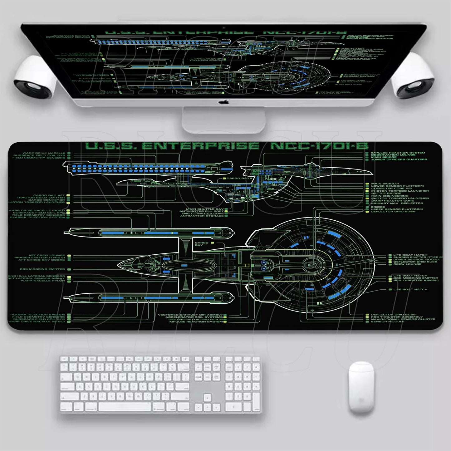 XXL HD print Game Mouse Pad Star Trek Office PC Accessories Keyboard Starship Blueprint Gamer Computer Cabinet Desk Mat carpet