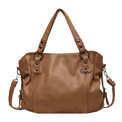 Ladies Large Capacity Brand Handbag Pu Leather Women's Retro Tote Bag Korean Fashion Shoulder Bag Winter White Zipper Handbag