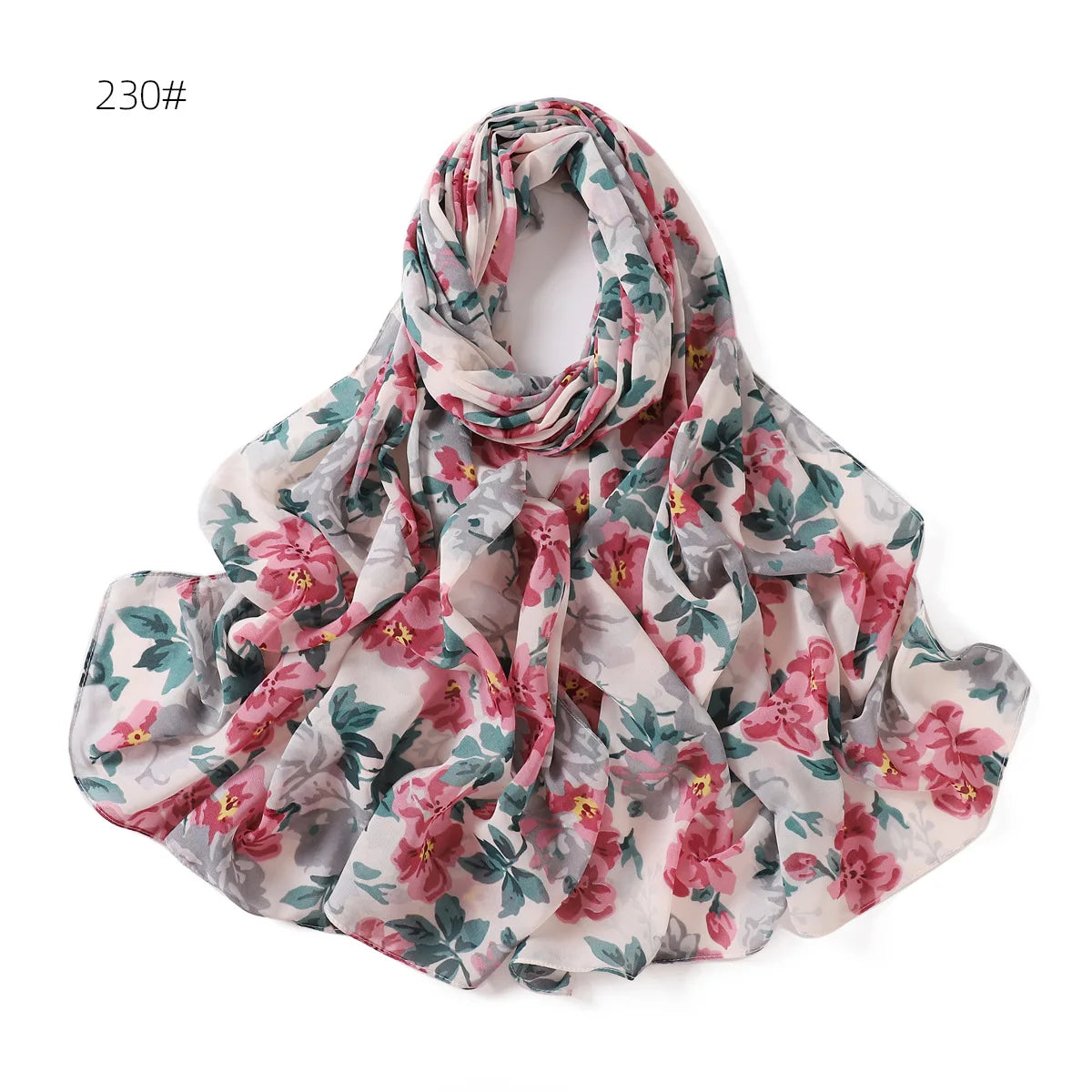 66 Colors Pearl Chiffon Printed Hijab Scarf New Fresh Small Floral Polka Dot Sunscreen Silk Scarf Shawl Turbans for Women Hijabs