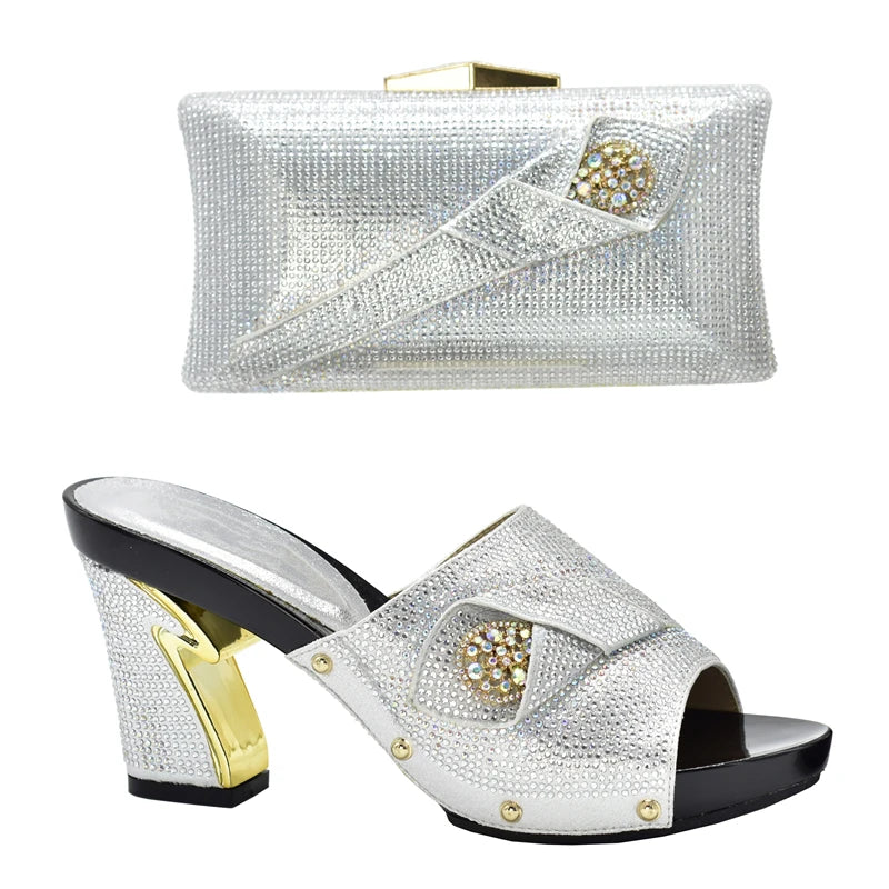 New African Shoes and Bag Set for Party Italian Italian Shoe and Bag Set for Party In Women Summer High Heeled Shoes for Women