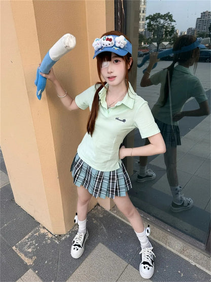 Japanese JK Uniform Polo Shirt and Skirt Suit Spring and Summer Wear Genuine All-match College Style Female Cute Lady Quiet