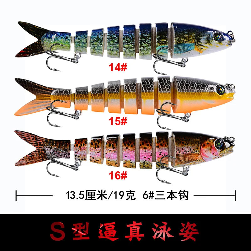 Fishing gear store multi-section fish Luya bait 13.5CM/19g hard bait, bionic bait fishing gear directly from the manufacturer